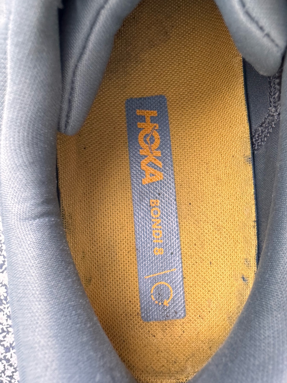 Hoka Bondi 8 Mens Running Shoes Goblin Blue Yellow Gray Max Cushion Size 11.5 D - Picture 11 of 12